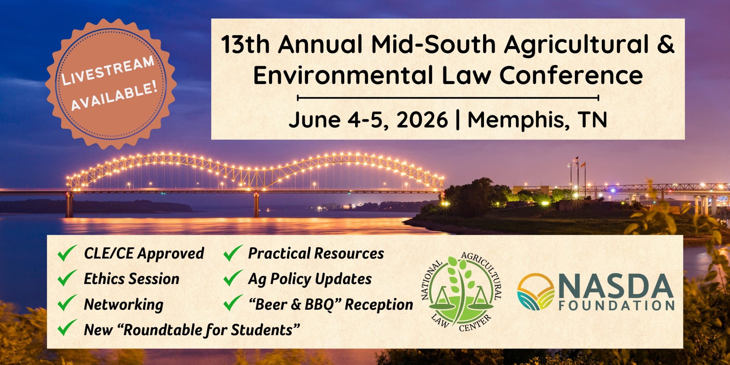UADA news release: National Ag Law Center, NASDA Foundation team up for 2026 Mid-South ag and environmental law conference